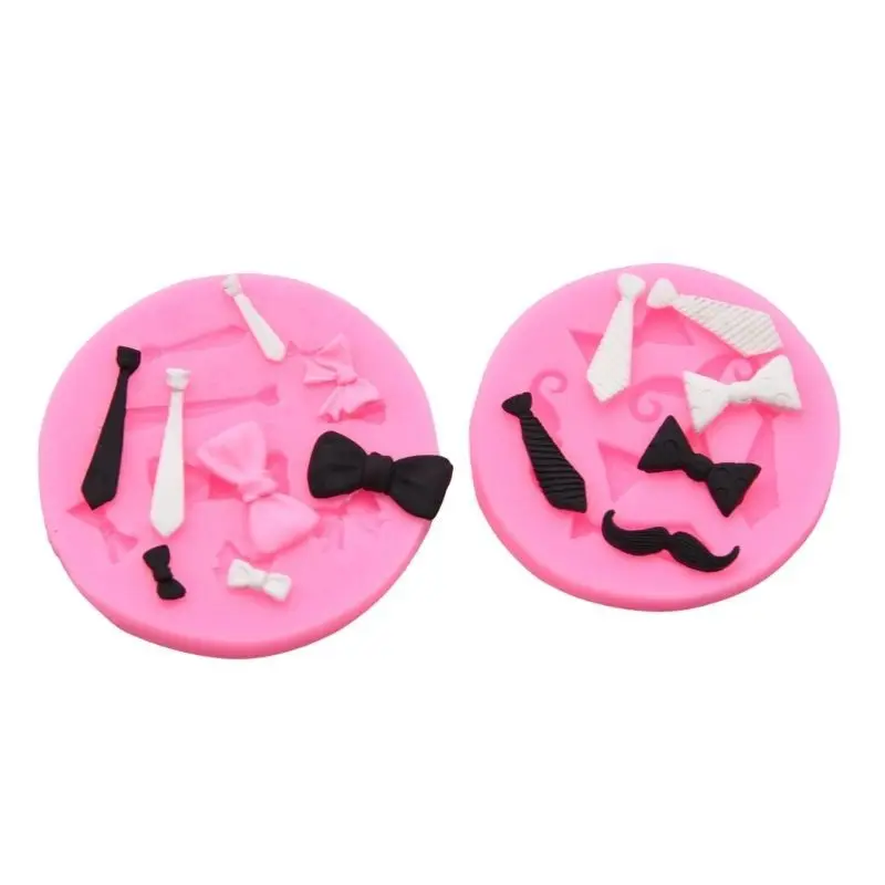 Moustache Tie Bows Silicone Cake Decor Molds DIY Chocolate Cupcake Cookies Desserts Fondant Mould Cake Decorating Baking Tool