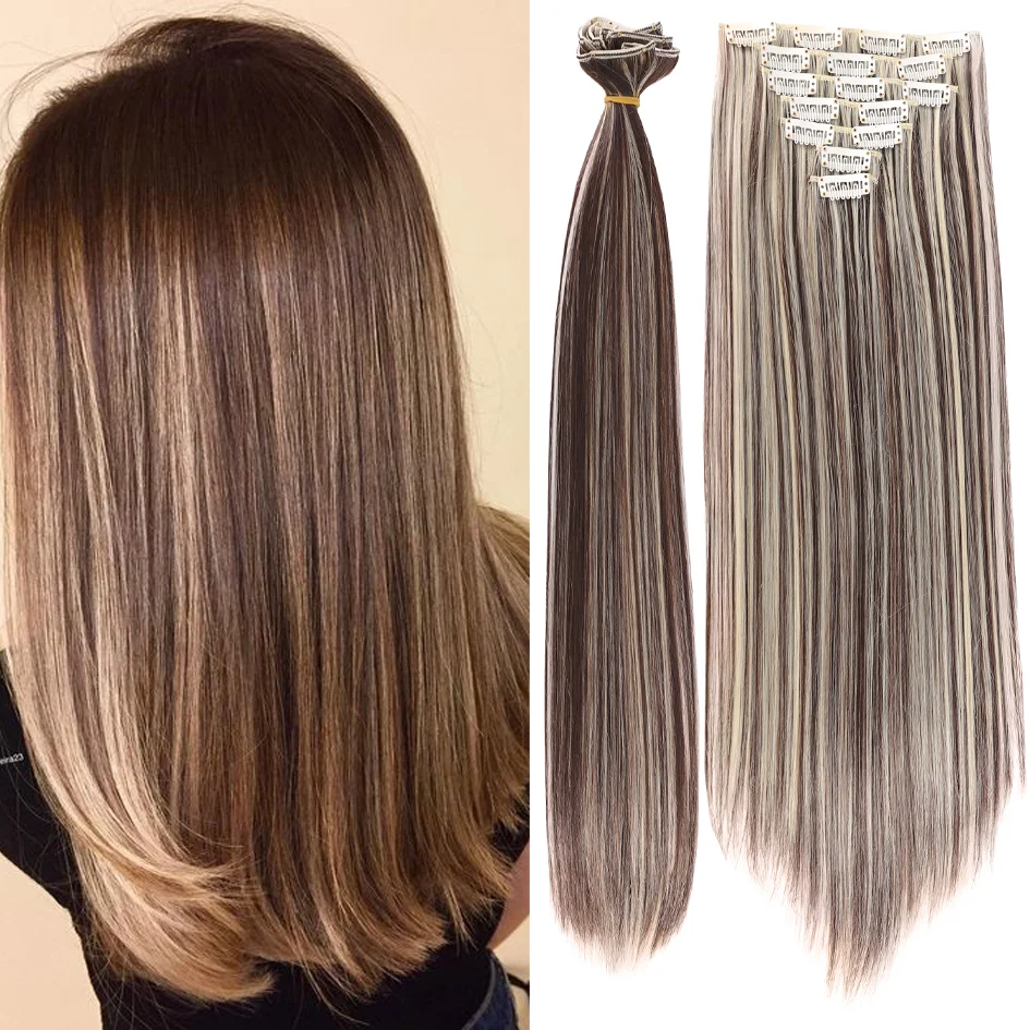 Synthetic 7 Pieces Clip-In Hair Extensions Set