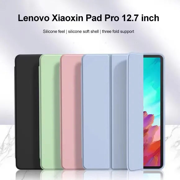 

Case For Lenovo Pad Pro 12.7 2025 Idea Tab Pro 12.7 P12 M11 B11 P11 Plus Pad11 Trifold PU Leather Soft Silicone Back Stand Cover