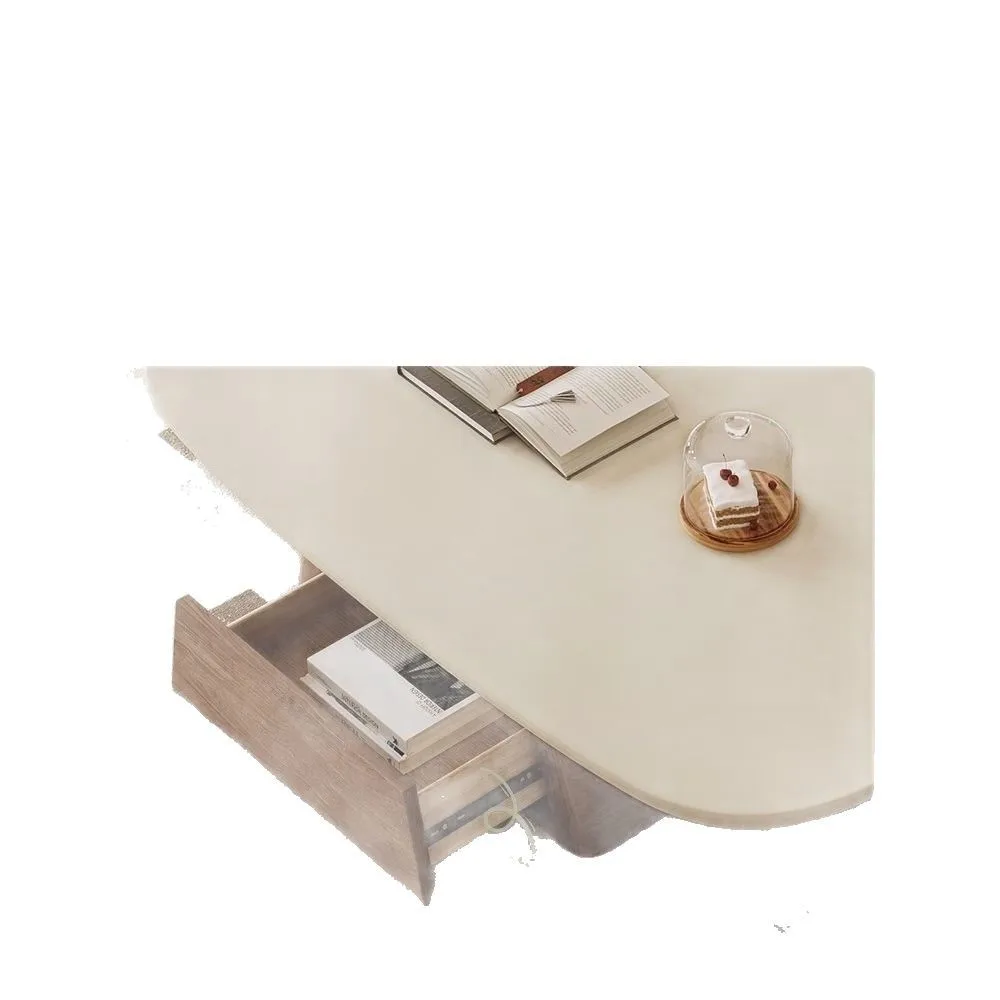 

Medieval walnut oval coffee table small round table TV cabinet combination coffee table household living room small apartment