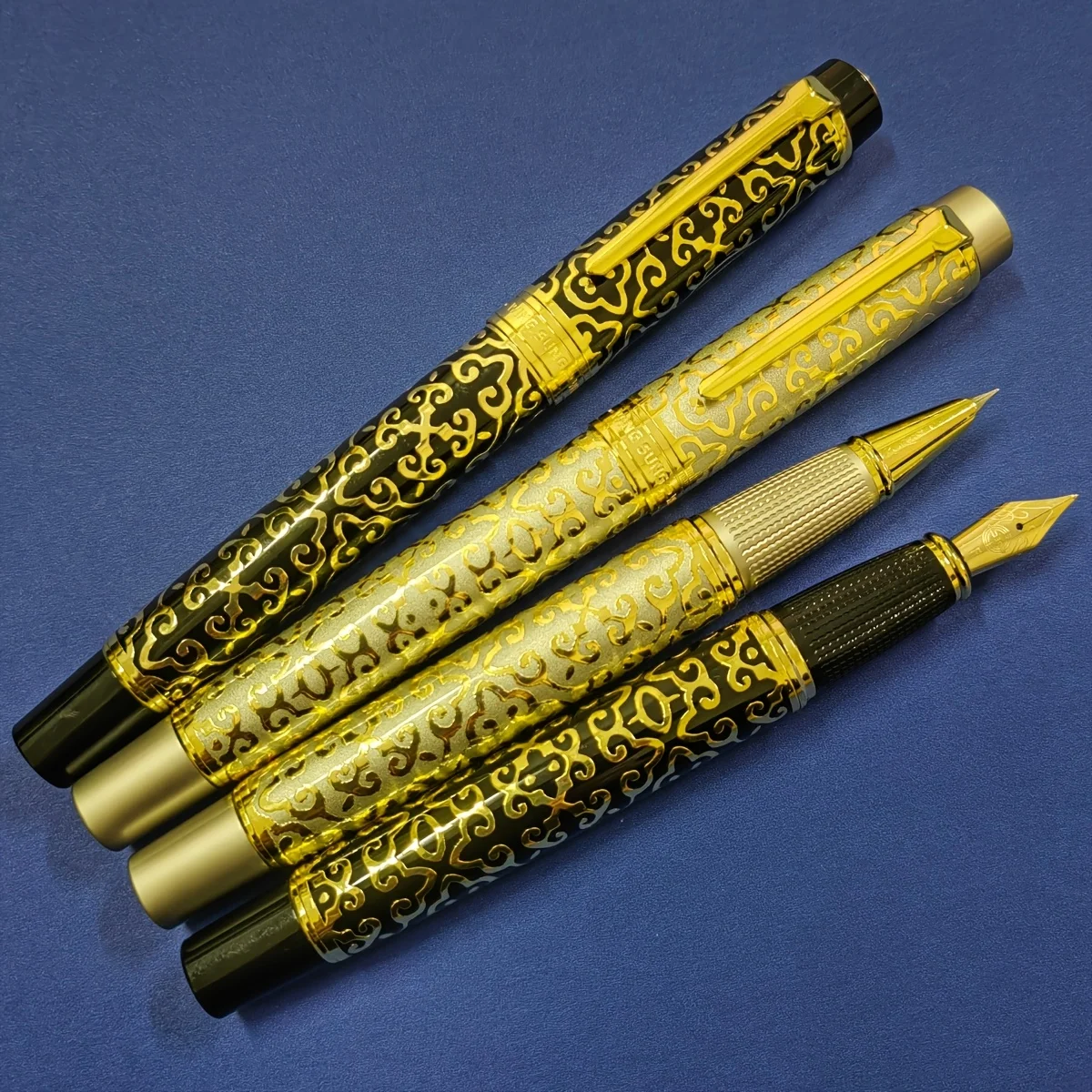 

1 шт. перьевая ручка, 0.001 мм. Наконечник 5 мм, видимый, 0. Невидимый наконечник 38 мм, для каллиграфии, корпус ручки из нержавеющей стали, элегантный и высококачественный, корпус ручки с резным узором, роскошный и благородный, подходит для 3. Диаметр 4 