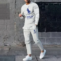 Spring and Autumn 2025 Men's t shirt Suit Men's 3D Printing Simple oversized Sweater Suit Jogging Crew Neck Sweater and Pants