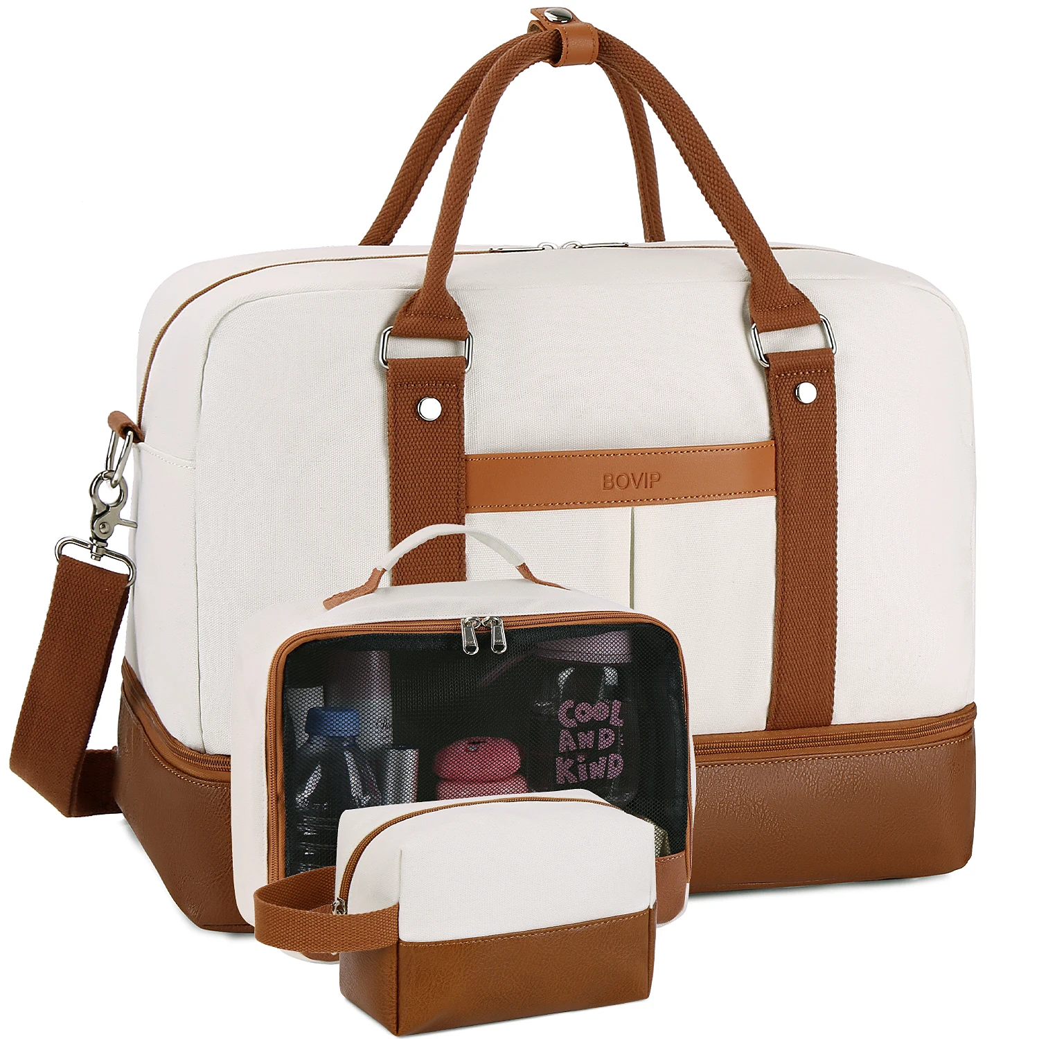 

Women's Large Canvas Travel Bag Shoulder Weekend with Shoe Locker