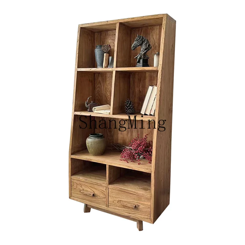 

ZYY solid wood bookcase simple shelf living room storage display storage cabinet antique style