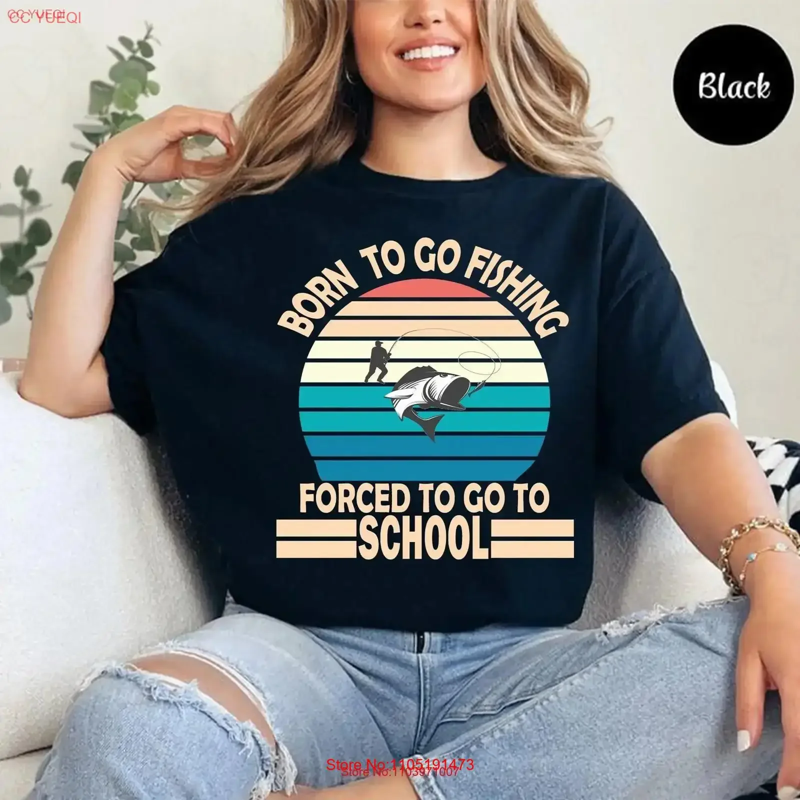 

Футболка «Born To Go Fishing Forced School», подарок для рыбака, окуня, рыба, папы, подарки в офисном языке, винтажная стираная футболка для маленького мальчика