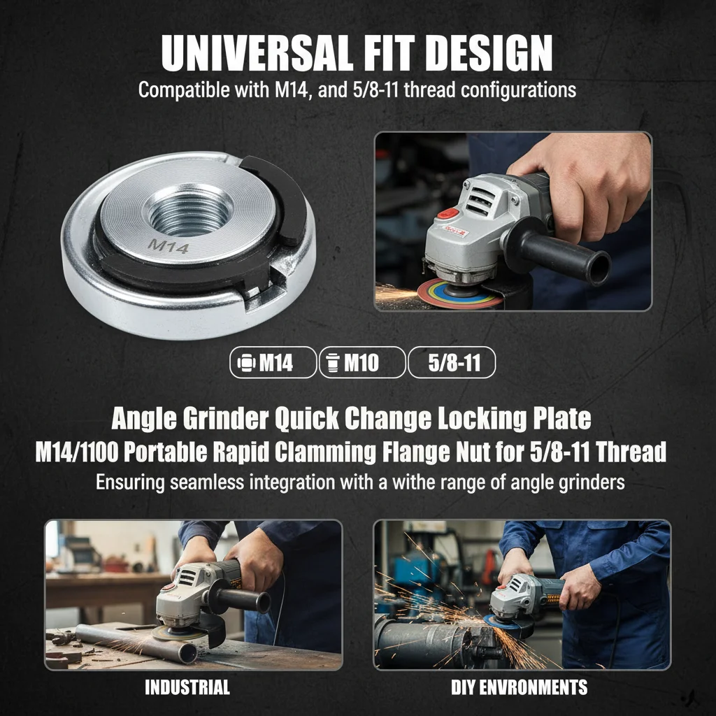 Professional Angle Grinder Quick Change Locking Plate M14 M10 5/8-11 Flange Nut for Metalworking DIY Construction Durable