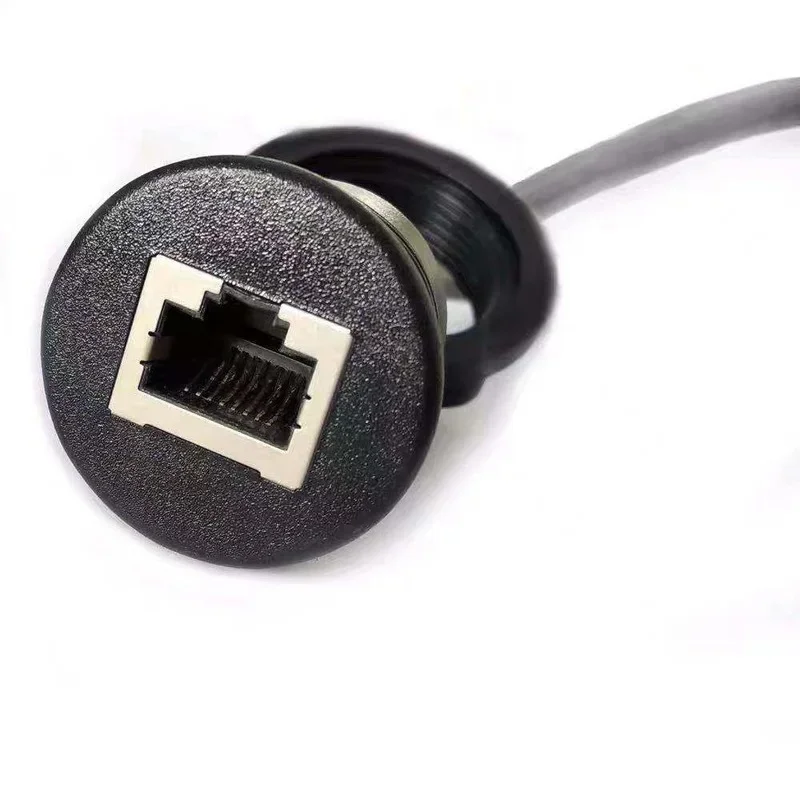 Cable impermeable Ethernet CAT5E, extensor de montaje en Panel macho a hembra rj45 IP67, cable de extensión de conector a prueba de agua
