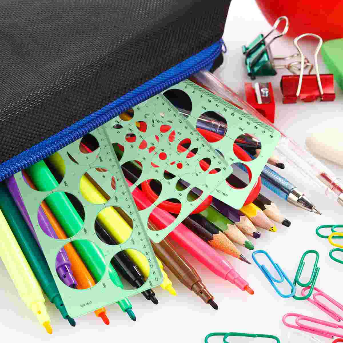 Hollow Out Architecture Measuring Rulers Kit, Desenho Templates Tool, Student, 3 pcs