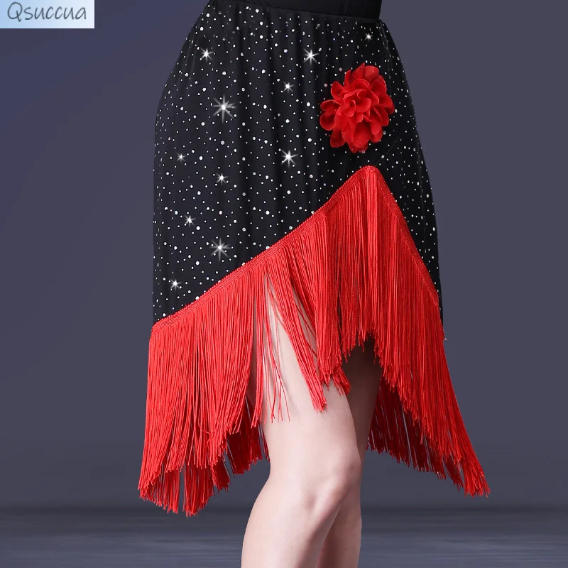 New Style Latin Dance Adult Female Half-Length Tassel Skirt Short Skirt Practice Cha-Cha Rumba