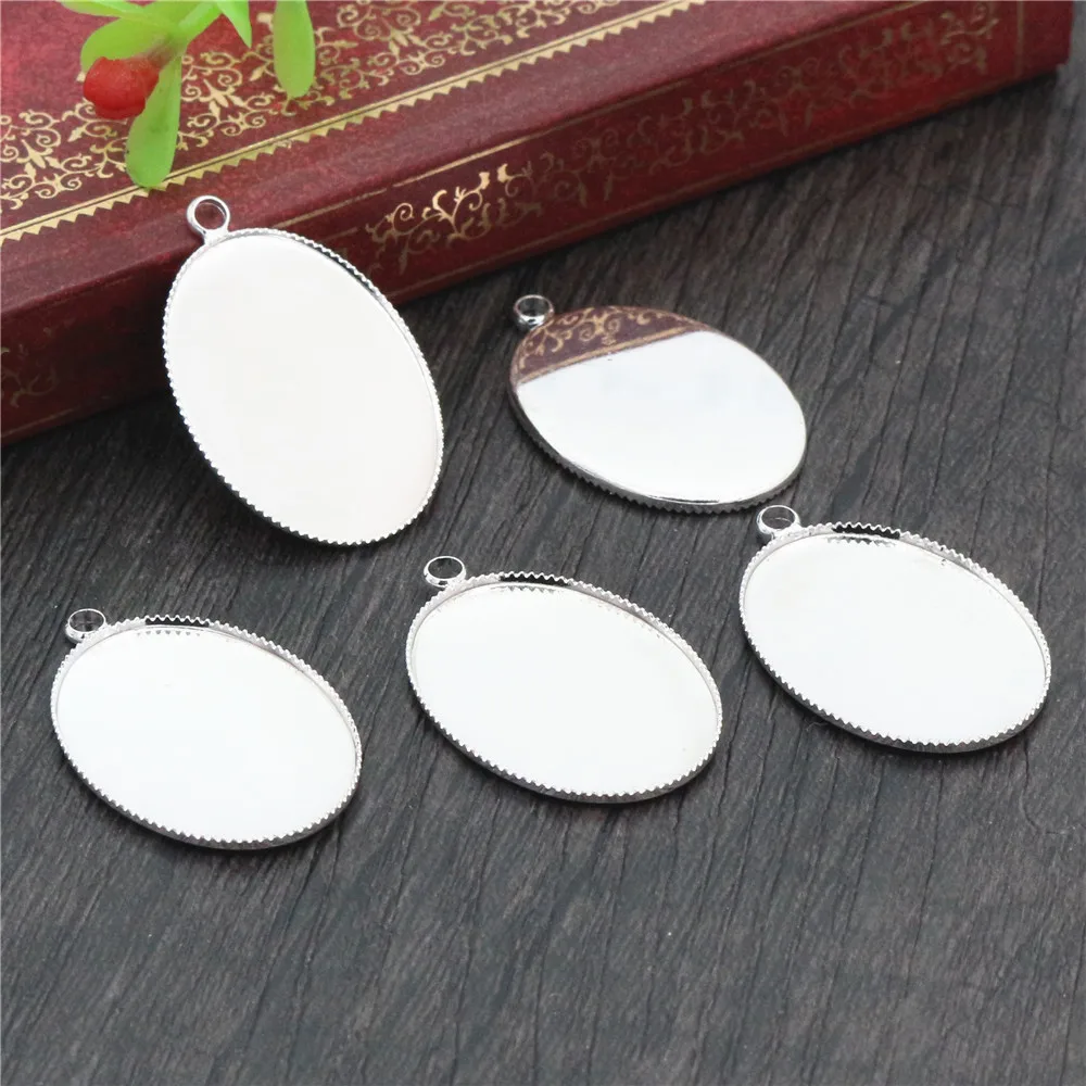 10pcs 18x25mm High Quality 6 Colors Plated Copper Oval Tooth Cabochon Base Cameo Settings Cabochon Cameo Base