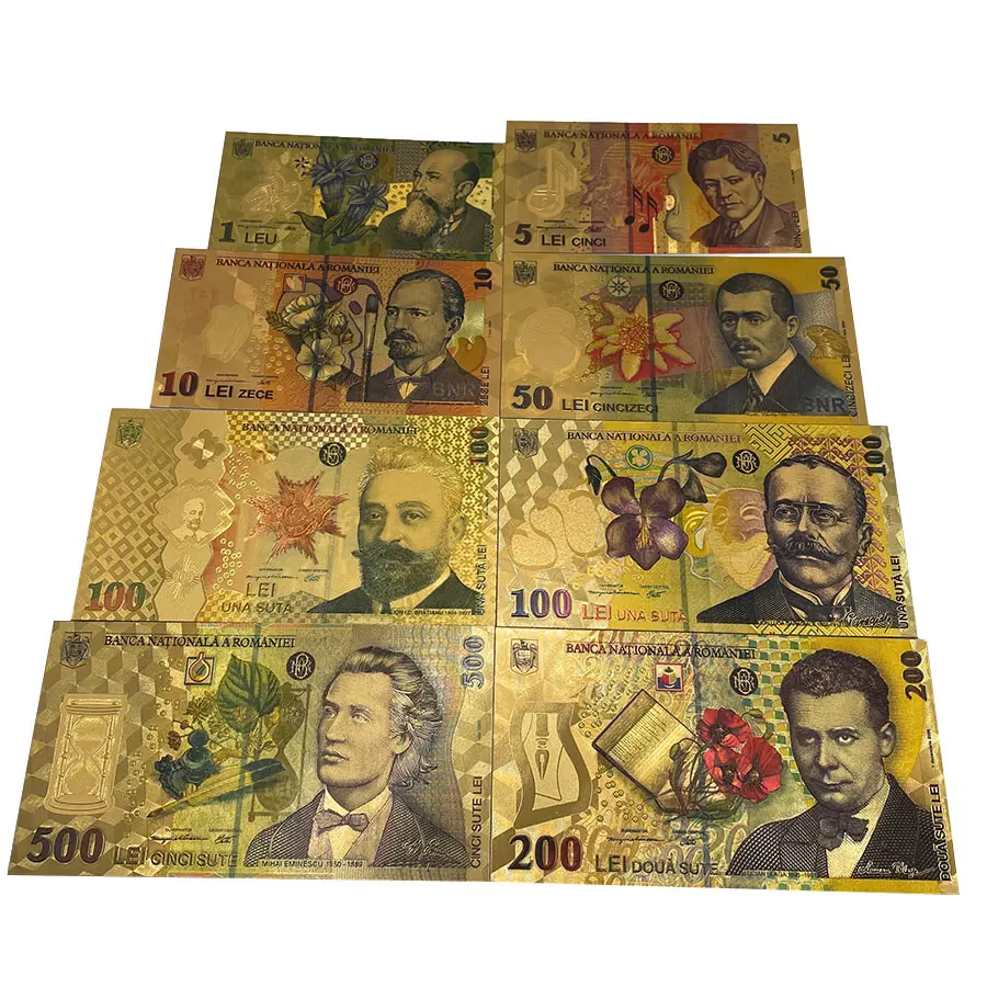 Romanian Gold Banknote Currency 1-1000 Lei   Romania Silver Banknote For Gifts and Collection