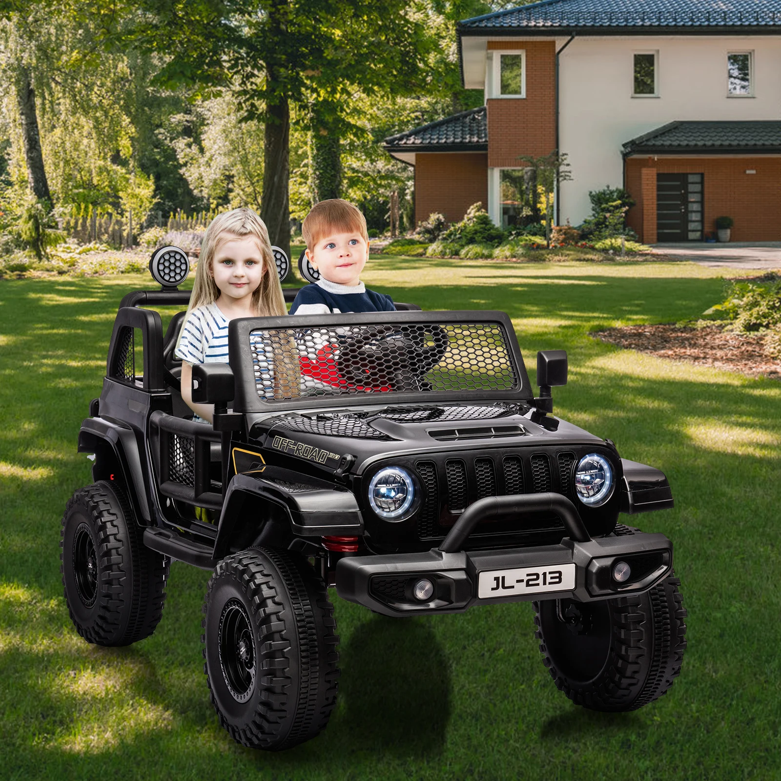 Camion pour enfants 24V 2 places avec télécommande Parent 4WD/2WD commutable 4x550W moteurs Bluetooth musique et lumières LED 3-8 ans