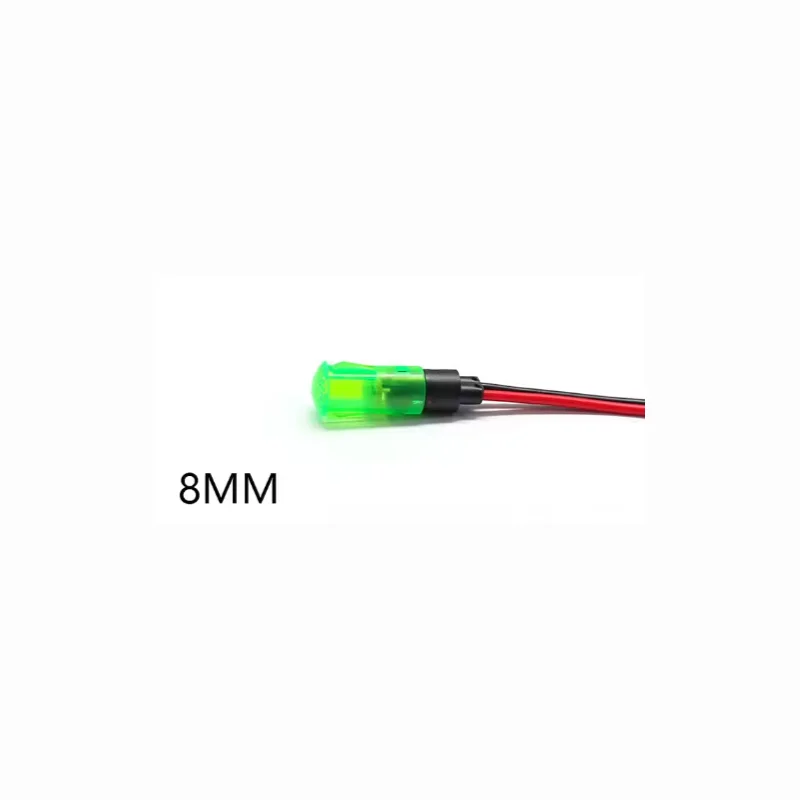 

12V 6mm/8mm/10mm/12mm/16mm Plastic Push-in Illuminated Yellow LED Indicator with Wire