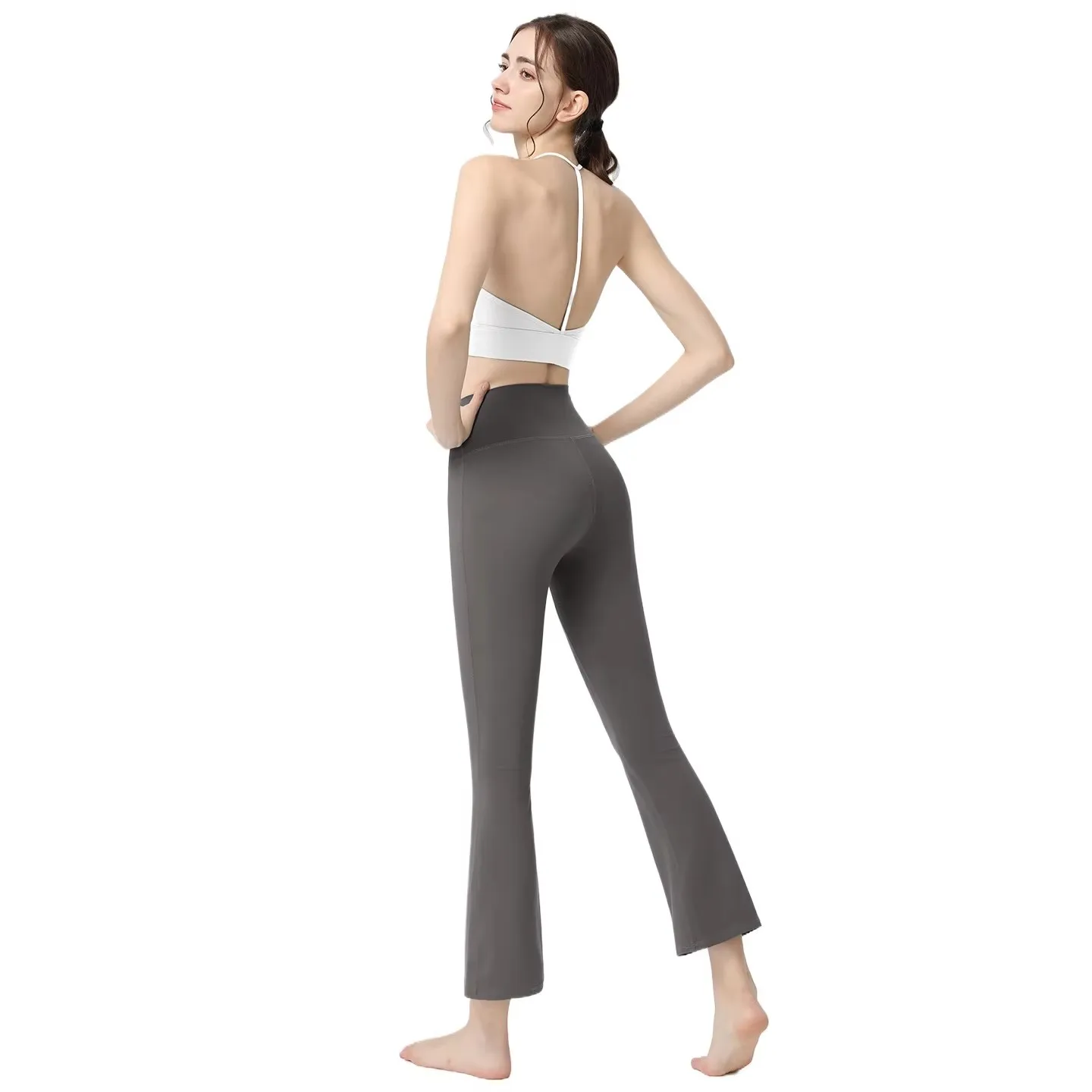 Wei Lai High Waist Yoga Pants for Women Autumn Winter Hip Lifting Sports Fitness Trousers Small Flared Nine-Point Running Pants