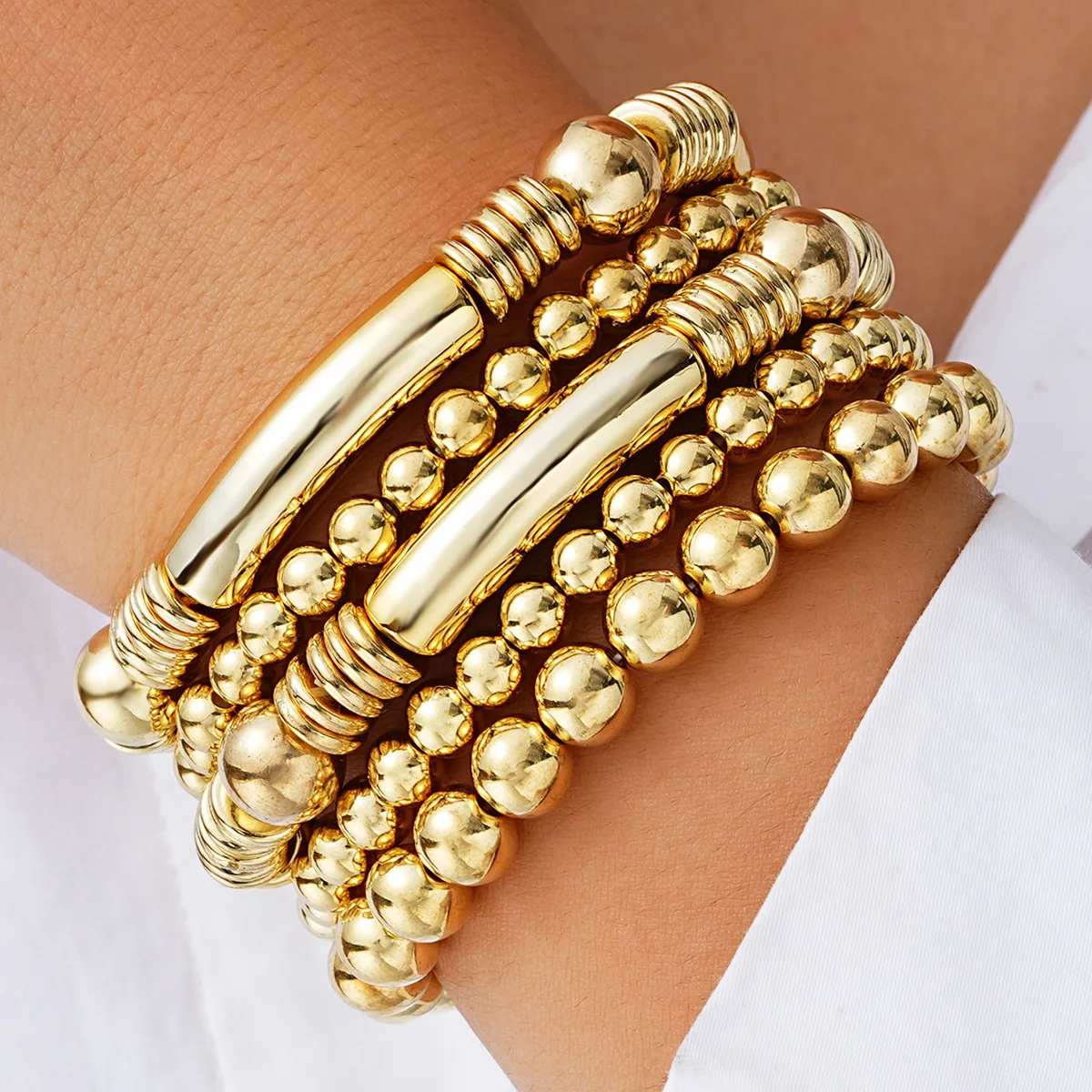 Niche Design Beaded Bracelet Collection Sweet Cool Temperament Layered Stackable Wrist Chain for Women Daily Wear