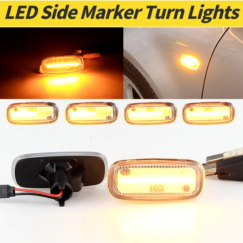 2Pcs LED Turn Signal Side Marker Light Repeater Lamp Indicator For Audi A6 S6 C5 SALOON AVANT 1998-2001 A6 C5 ALLROAD 2000-2005