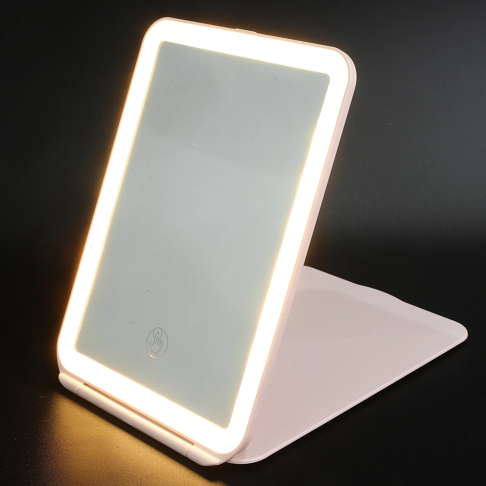 กระจกแต่งหน้าแบบตั้งโต๊ะ LED 1 ชิ้น ปรับความสว่างได้ พกพาสะดวก พับเก็บได้ สำหรับผู้หญิง กระจกแต่งหน้าขนาดใหญ่สำหรับการเดินทาง