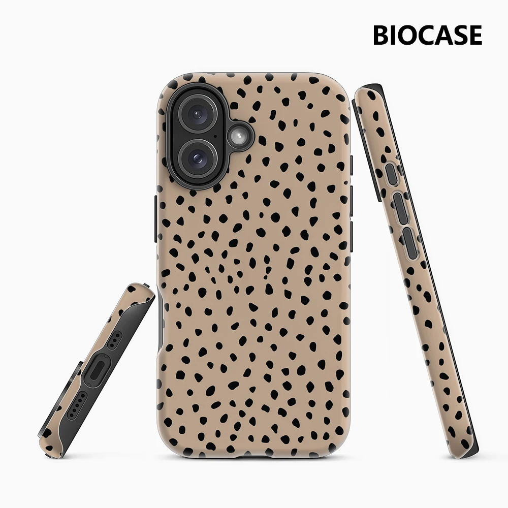 حافظة لهاتف آيفون 17 ذات بقع سوداء على الجمل لهاتف آيفون 17 16 15 14 13 12 Pro Max Plus غطاء خلفي مزدوج الطبقة