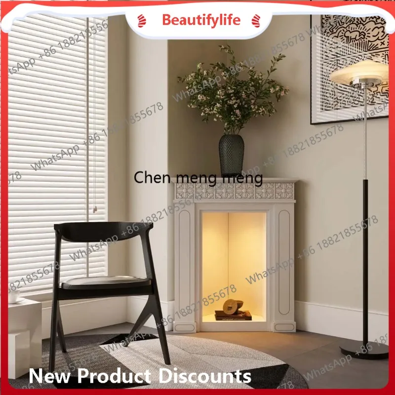 

A13 French Corner Fireplace Cabinet Cream Wind Belt Light Carved Fireplace Cabinet Living Room Entrance Corner