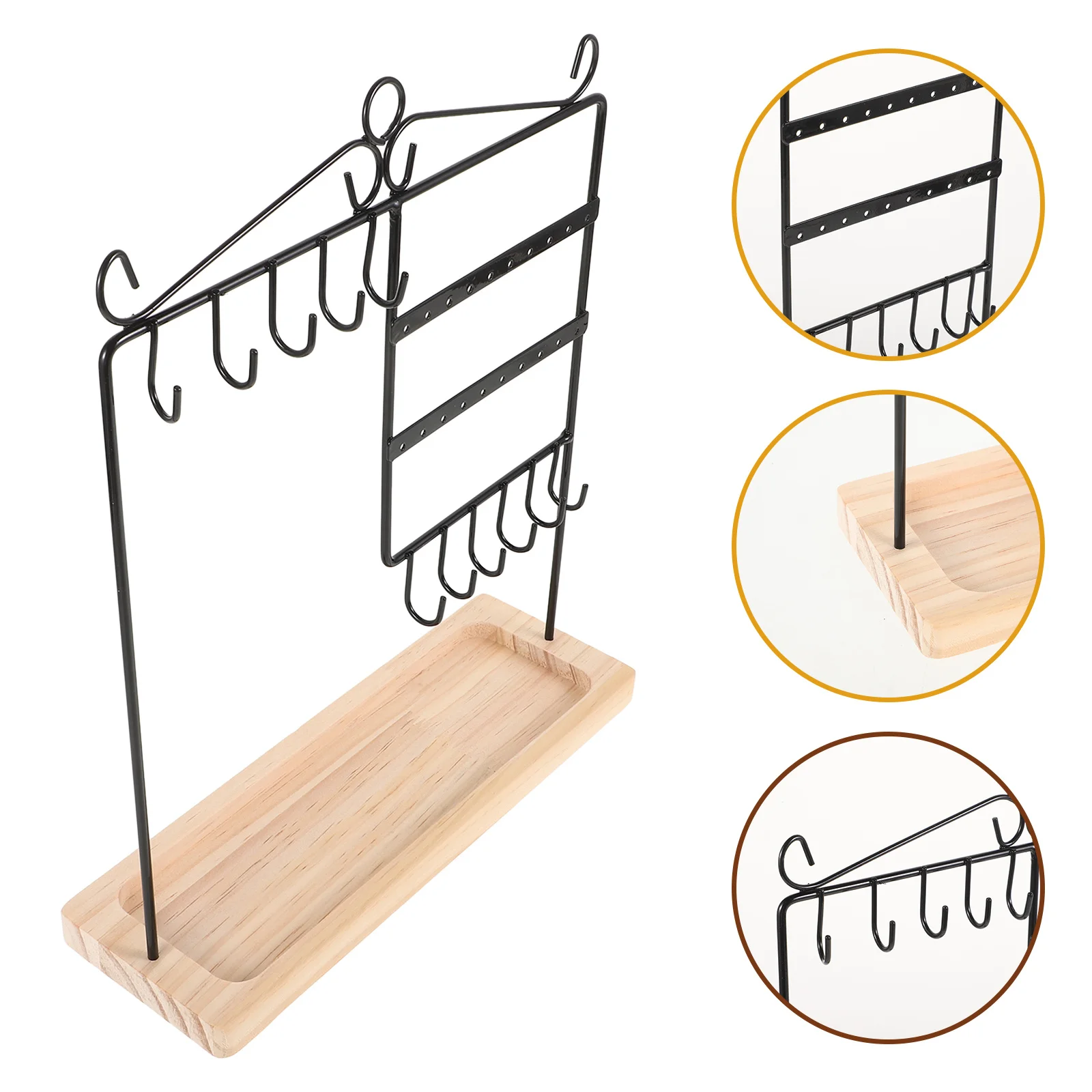 

Прочная железная подставка для ювелирных изделий, органайзер, ожерелье, браслет, держатель для сережек, элегантный многослойный дизайн, компактная подставка для ювелирных изделий