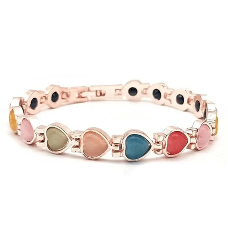 Natural Exquisite Colorful Stone Gold Color Plated Magnetic Bracelet for Women Health Care Weight Loss Anti-fatigue Jewelry