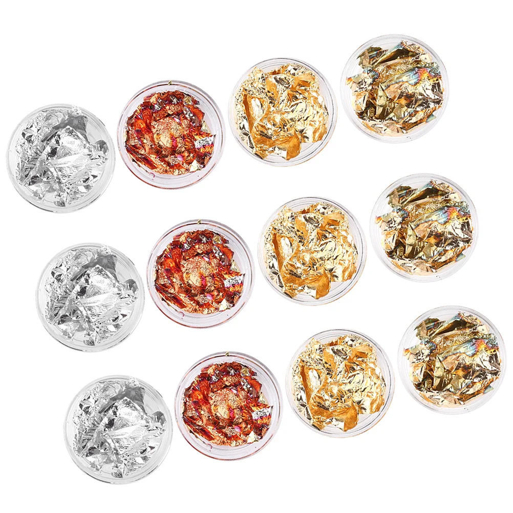 24개 글리터 포일 네일 아트 스티커 창의적인 DIY 네일 데칼 파티 할로윈 크리스마스 네일 장식용 반짝이 플레이크