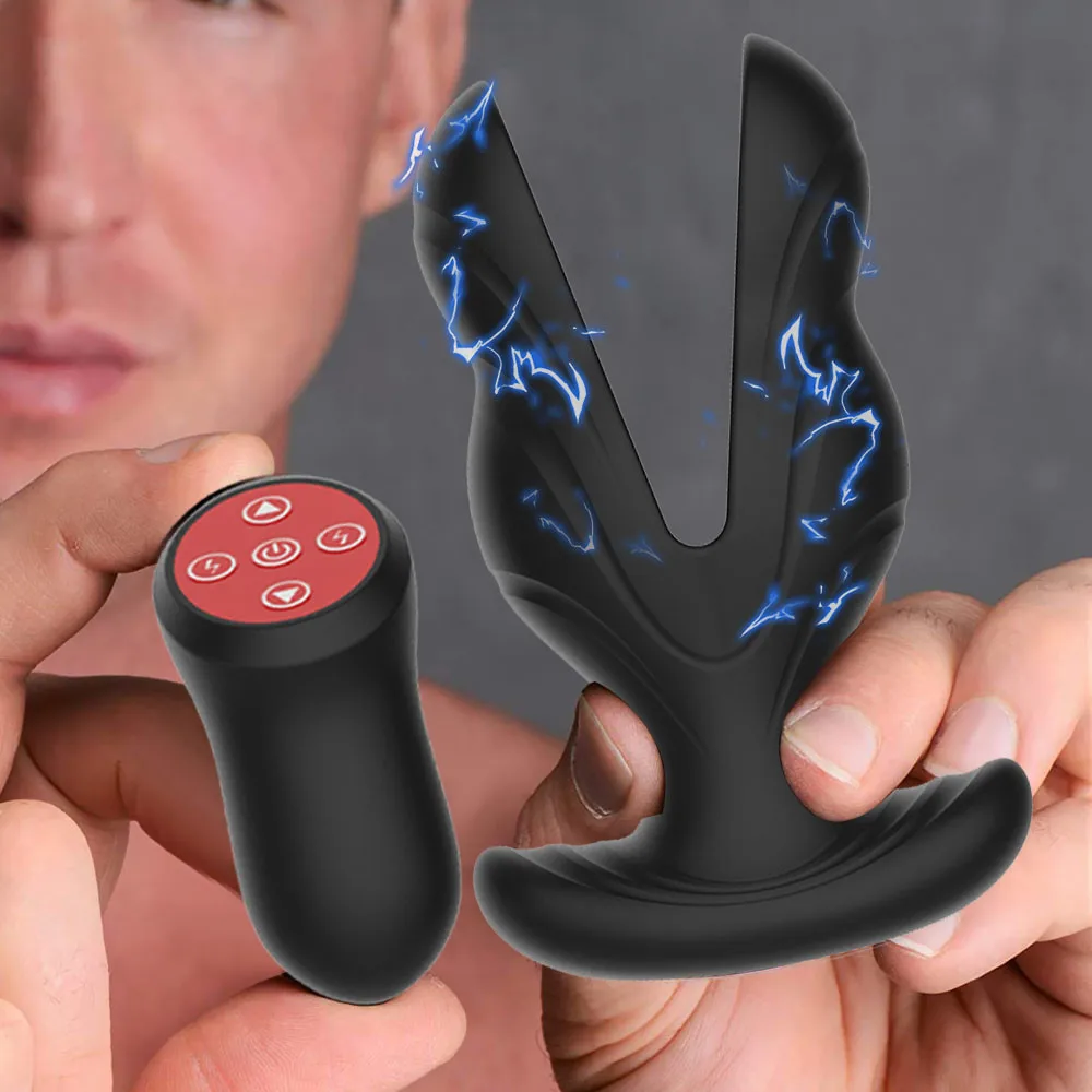 Electric Shock Prostate Massager Male Anal Dilators Vibrating Butt Plug Stimulator Remote Control Adults Anal Sex Toys for Men