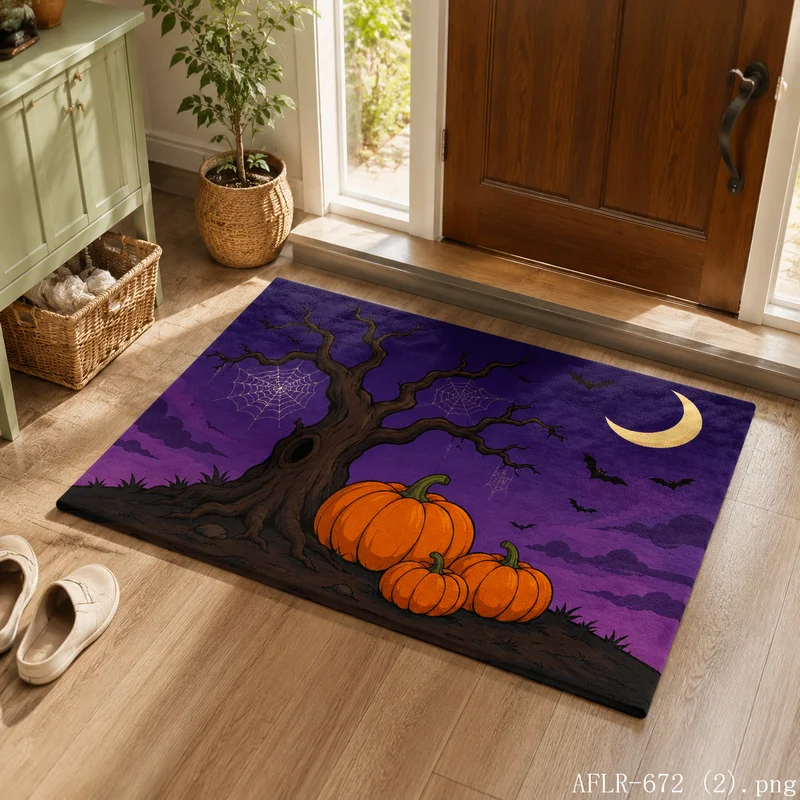 VIKAMA Vintage Country Halloween Rug Non Slip Washable Doormat Entryway Decor Home