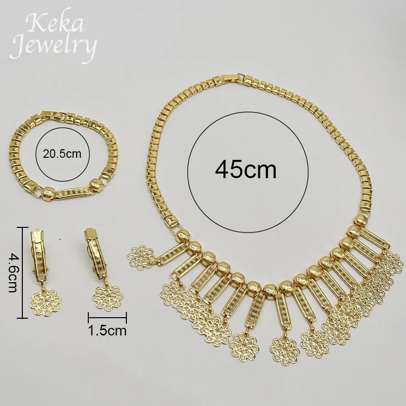 Classics America 22k Gold Plated Jewelry Set Delicacy Necklace Earrings Bracelet Sets Dubai Women Wedding Party Accessories