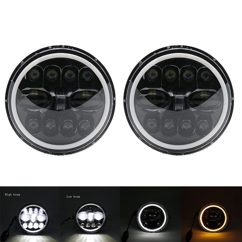 2/1 قطعة 7 "LED المصباح زاوية عيون DRLHeadlamp مرحبا/منخفضة بدوره إشارة ل الحضرية 4x4 سوزوكي الساموراي جيب العالمي 7 "موتو العلوي