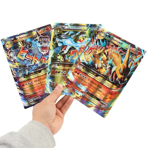 30Pcs Oversized Pokemon Cards Jumbo Letters Cards MEGA Vmax Vstar GX Arceus Pikachu Charizard Super Shiny Rare Card Birthday Gif