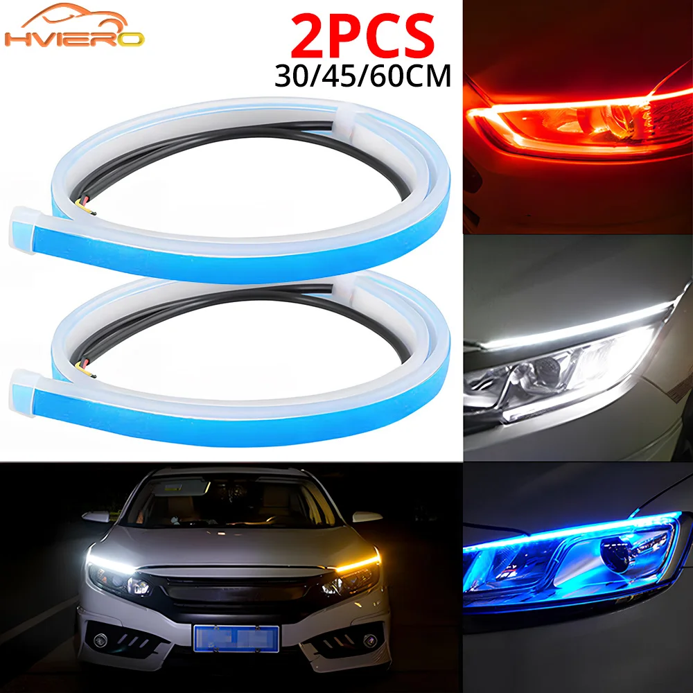 Car Led Flexible Auto Headlamp LED Bulb Strip Light Turn Signal Brake Reserve Trunk Lamps DRL Multicolors Accessories Waterproof