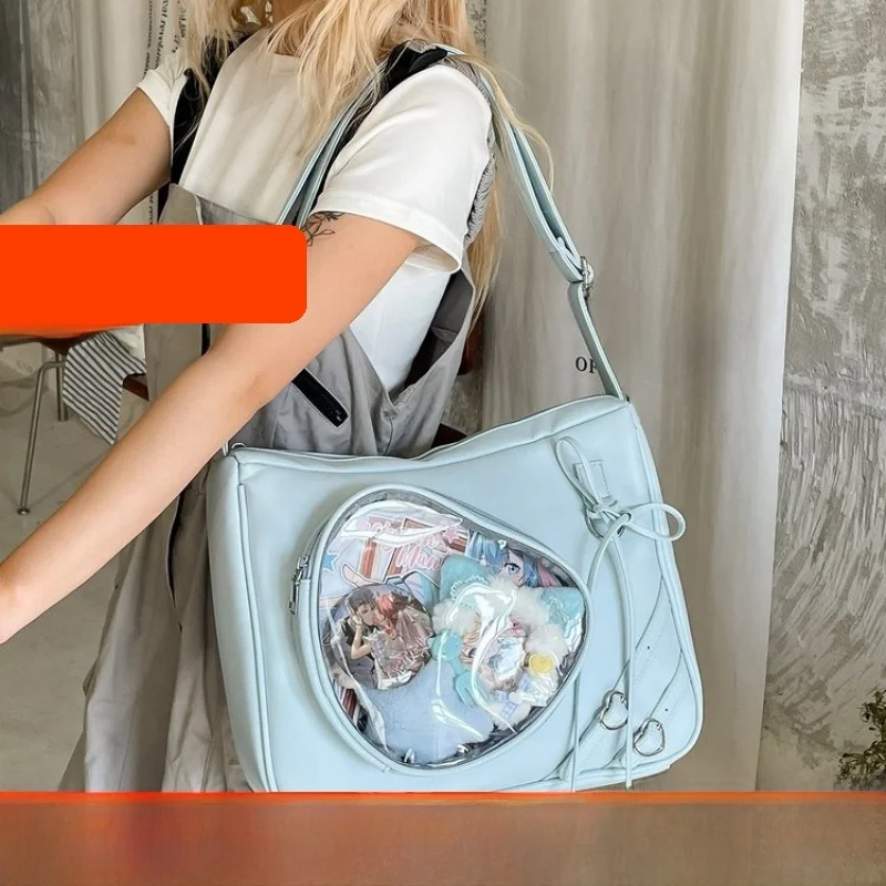 

2025 New Heart aped Pain Relief Bag Large Capaci Crossbody oulder Bag for Students Trendy ain Fill Soft PU Leather