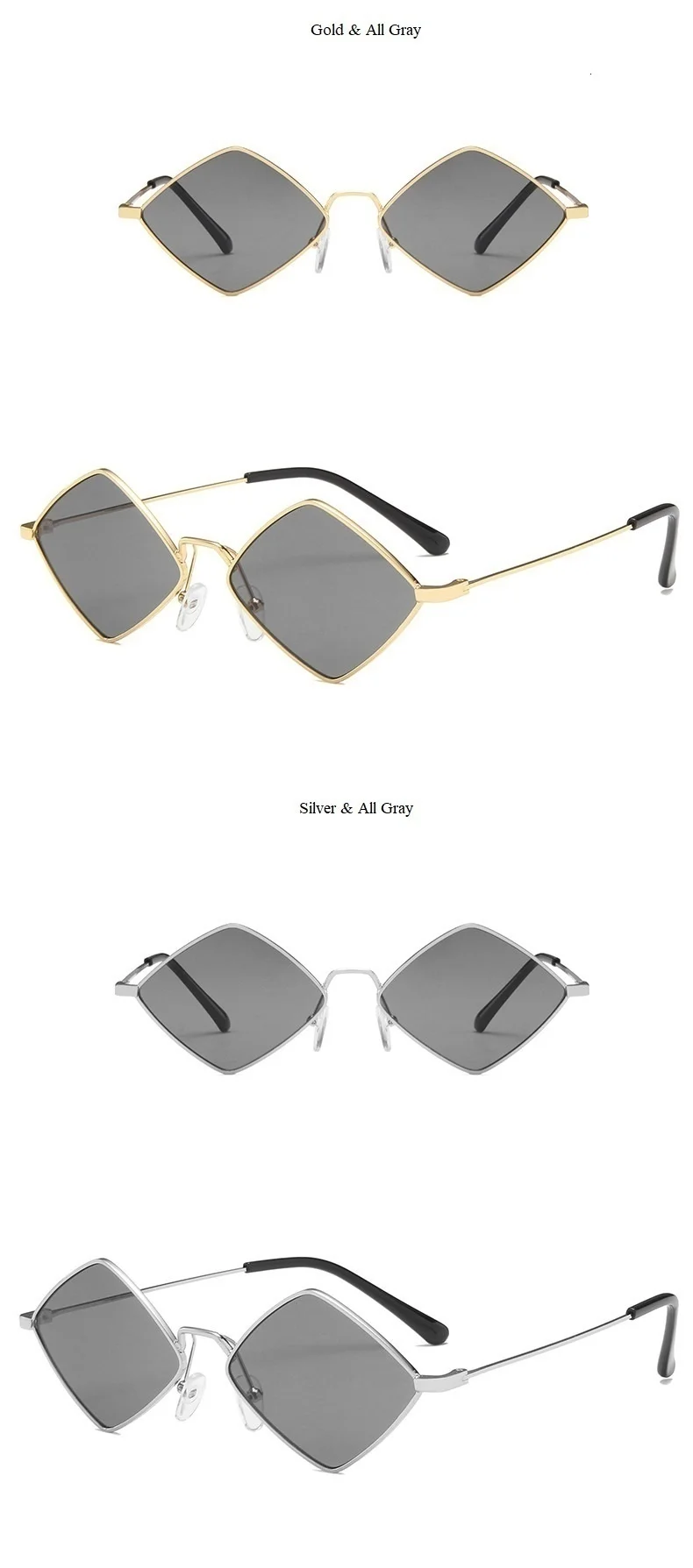 Einzigartige Diamantform Kleine Sonnenbrille für Frauen Neue Mode Ultraleicht Schwarz Grau Gradient Sonnenbrille Männer Retro Brillen Uv4090 – Detail 10