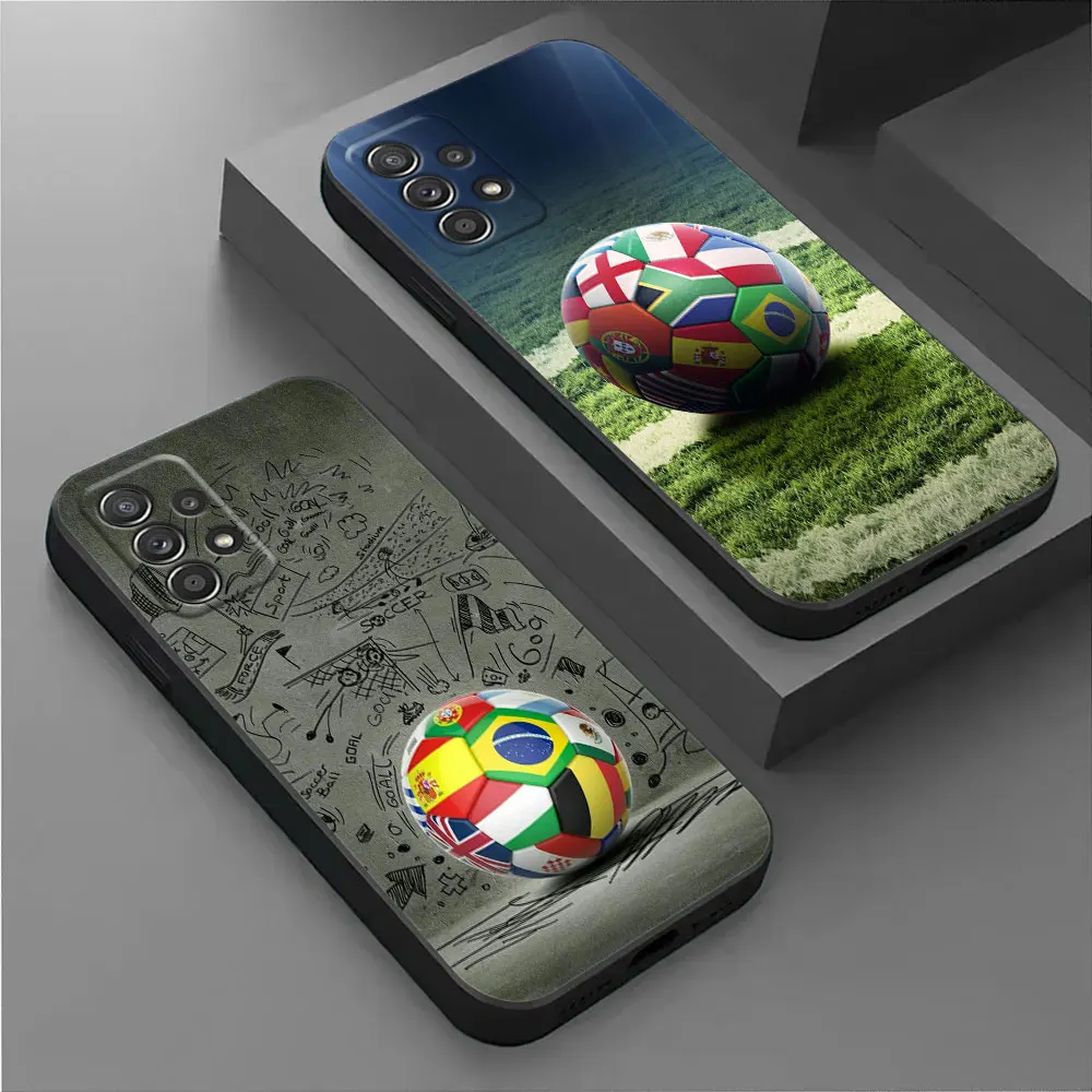 

For Samsung Galaxy A55 Case A54 A52S A53 5G A51 A34 A35 A33 A32 A50 A72 A71 A30 A7 A9 2018 Case Soft Cover Football Footy Soccer