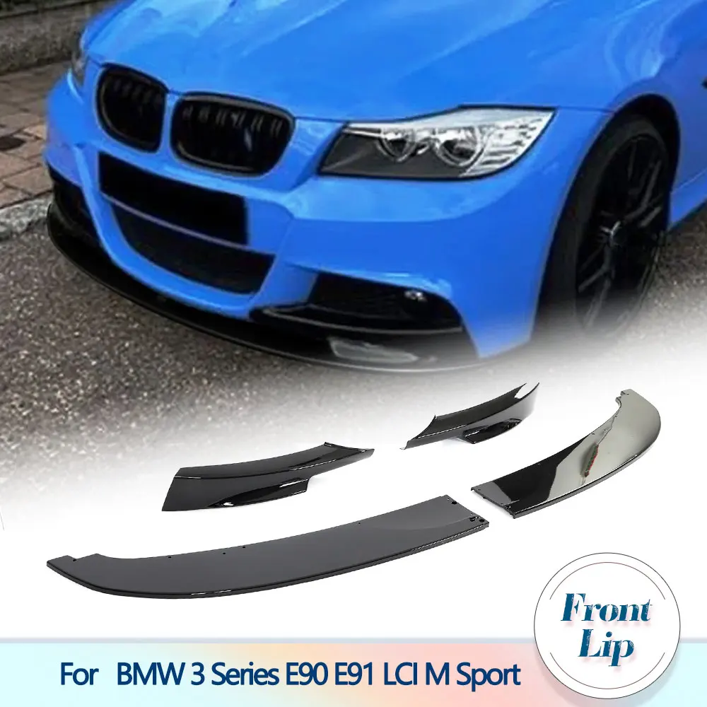 

For BMW 3 Series E90 E91 LCI M Sport 2009-2012 Car Front Bumper Lip Splitter Body Kits Spoiler Bumper Guard Protector ABS Black