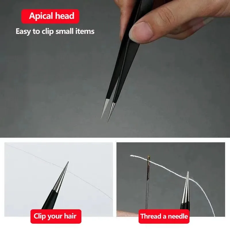 6 Pcs Precision Tweezers Set Anti-Static ESD Tweezer Stainless Steel Repair Tools for Electronics Soldering Model Jewelry Makin