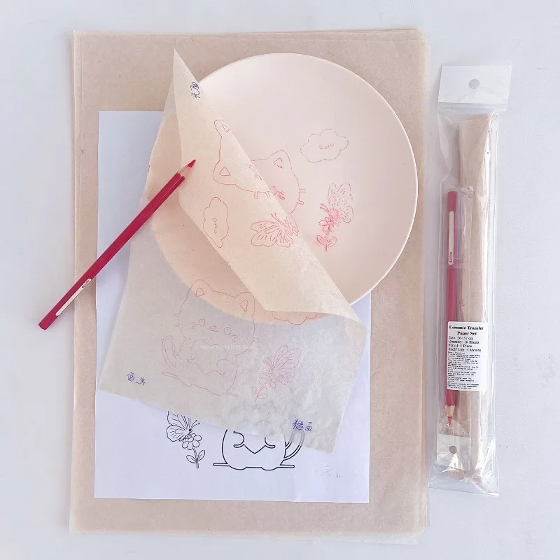Pottery Tool Plain Blank Transfer Paper Set DIY Ceramic Work Imitation Painting Art Hook Line Drawing Tracing Transparent Paper