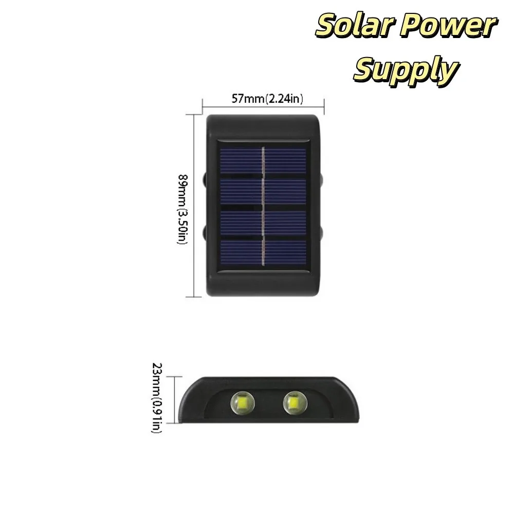 Material Waterproof Solar Light Lamp 4/6/8/10/12/16LED Warm Light Solar Wall Lamp Up And Down Luminous LED Solar Lamp Christmas