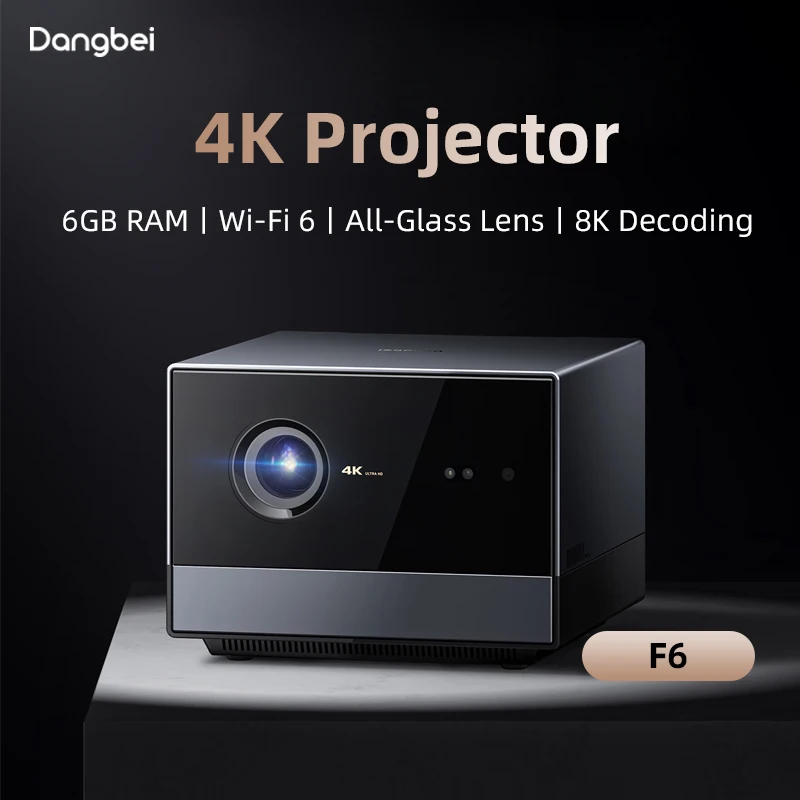 Dangbei-proyector 4K F6 3840x2160 DLP 3D Beamer 6G + 64G Video Cinema 8K decodificación Wi-Fi 6 para cine en casa