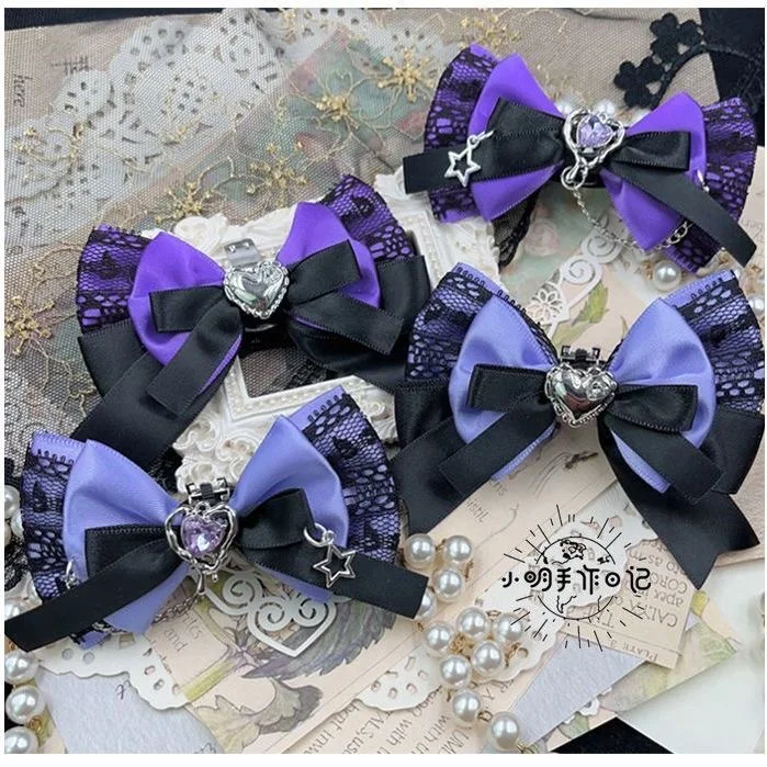 1pair shoe charms lolita gothic shoes Decoration for women purple black Shoe decoration clip y2k young girls shoes accessories