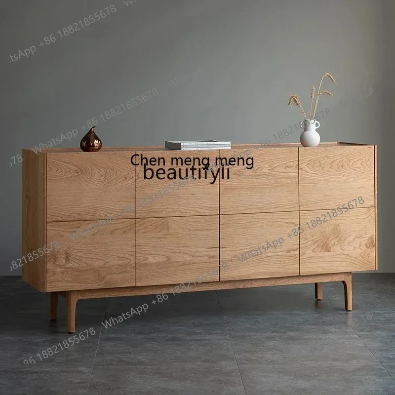 

SS ss7486 Nordic black walnut dining side cabinet simple living room, four-door entrance, bedroom storage locker