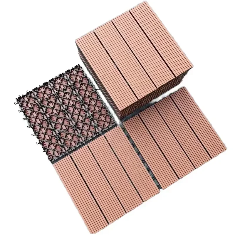 DIY Modern WPC Wood & Plastic Anti-Slip Interlocking Outdoor Decking Tiles-Waterproof Composite Flooring