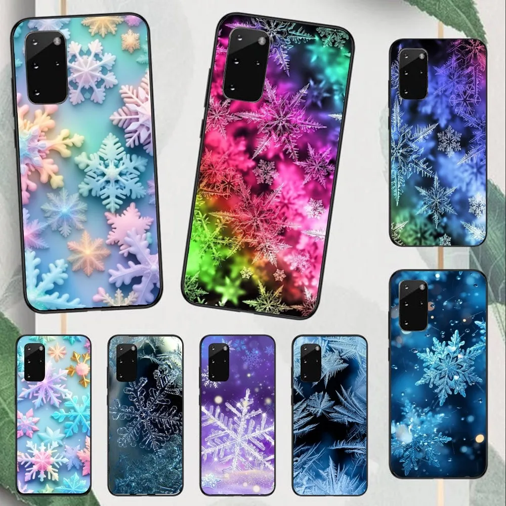 Snowflake Pretty Mobile Cell Phone Case for Samsung Note 9 10 20 Plus Pro Ultra J6 J5 J7 J8 Black Soft Phone Cover Funda