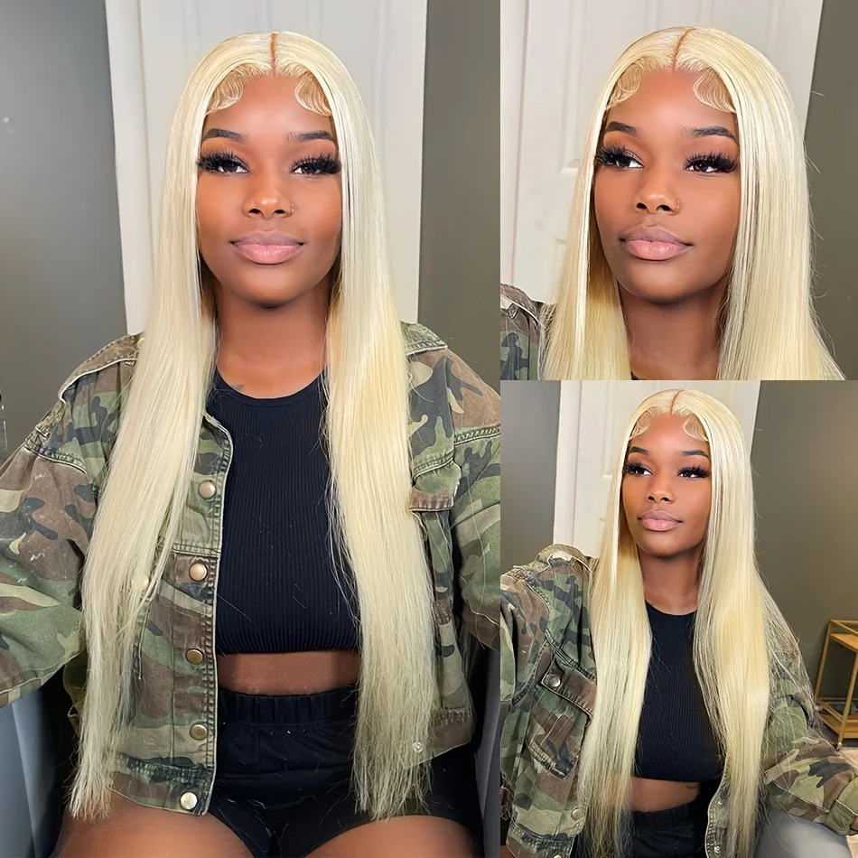 613 Honey Blonde Deep Wave Lace Frontal Wig Brazilian Pre Plucked Curly 13x4 Blonde HD Transparent Lace Front Human Hair Wig