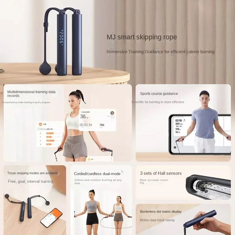 Xiaomi-Mijia inteligente pular corda, contadores digitais, controle de aplicativos, cálculo calórico para esporte, fitness, exercício, perder peso