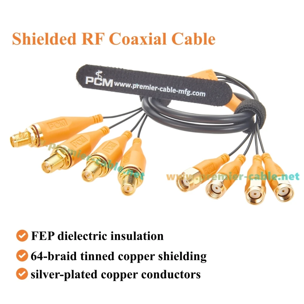 4-in-1 RP-SMA Stecker auf Buchse Schottkabel 50 Ohm Verlustarmes HF-Koaxial-Verlängerungskabel 4x4 MIMO für Antenne, WLAN-Router, GPS – Detail 5