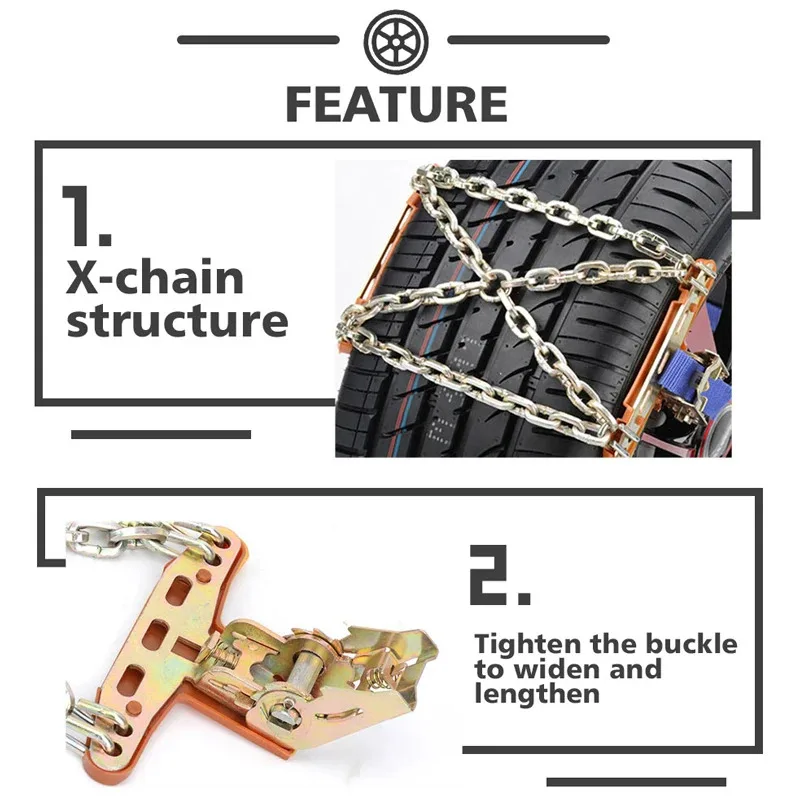 Anti-Slip Chain，Wheel Tires Snow Ice Chains A nti-S lip Vehicle SUV Wheel C hain Mud Road Security，Winter Car Chains