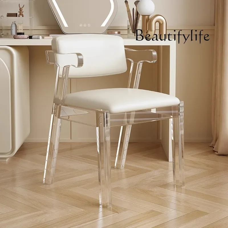 

Dining chair household Nordic dressing makeup stool acrylic transparent crystal modern backrest chair light luxury