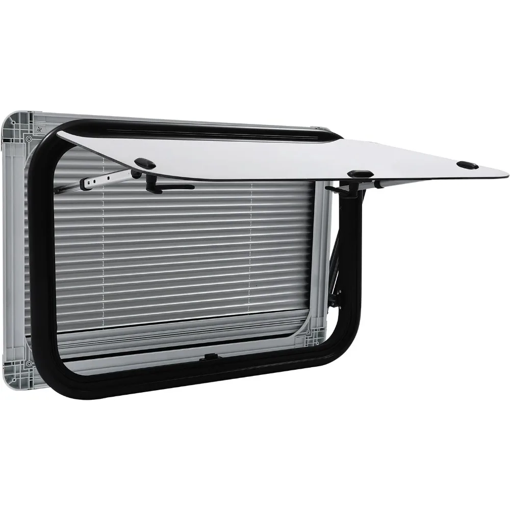 Jendela Keluar RV - Lebar 29,5 x Tinggi 19,69, Model Dorong Keluar dengan Layar, Kaca Tempered Ultra Tebal untuk Penggunaan Darurat di Camper